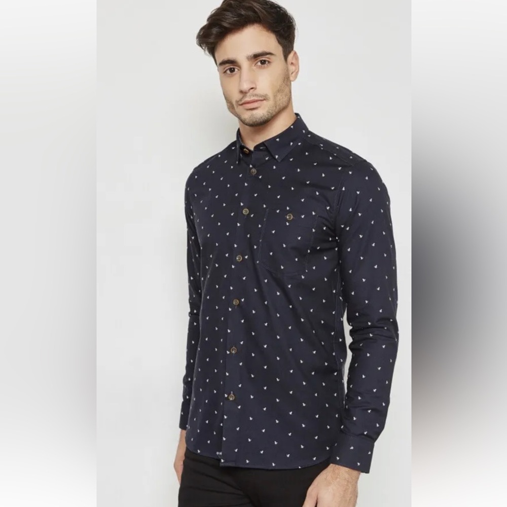 TED BAKER LONDON Chimsky Printed Monkey Sport Shirt In Navy Size 6 $165